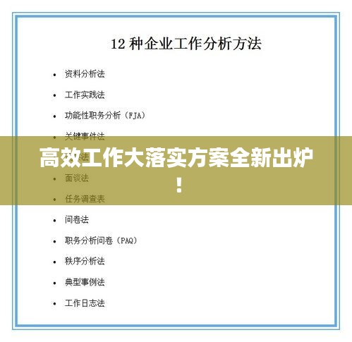 高效工作大落实方案全新出炉！