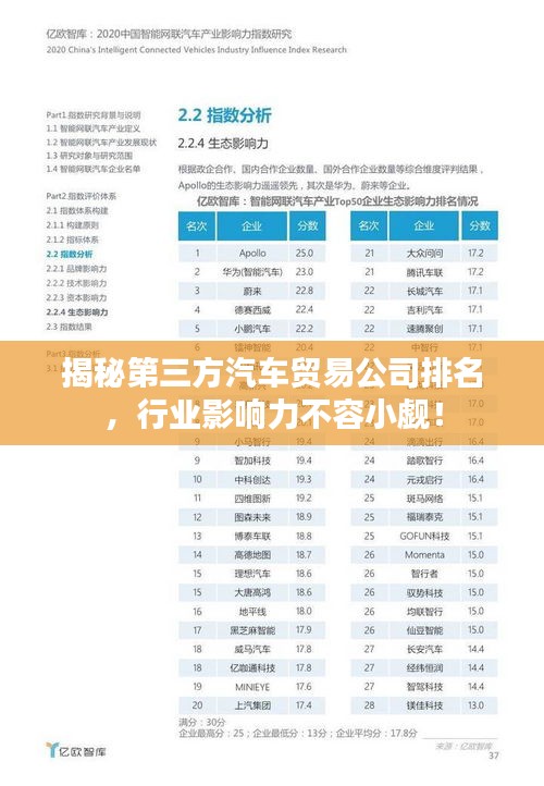 揭秘第三方汽车贸易公司排名，行业影响力不容小觑！