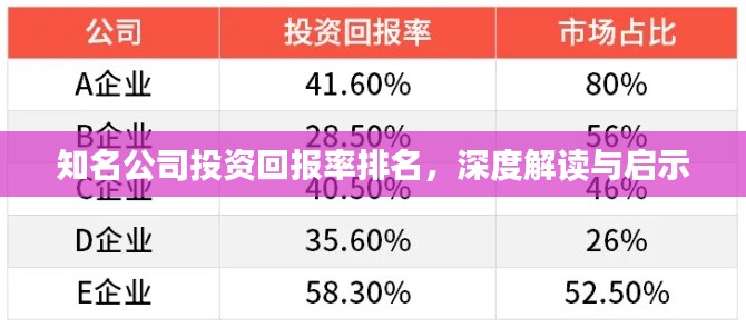 知名公司投资回报率排名，深度解读与启示